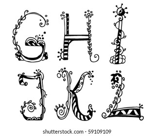 doodle alphabet g-l