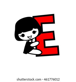 Doodle Alphabet hand drawn letter E