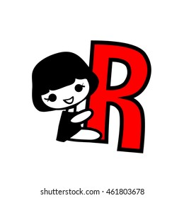 Doodle Alphabet hand drawn letter r