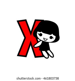 Doodle Alphabet hand drawn letter x