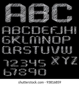 Doodle alphabet and numbers.Vector eps 10