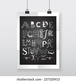 doodle alphabet on the chalkboard- poster