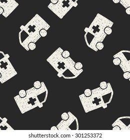 doodle ambulance seamless pattern background