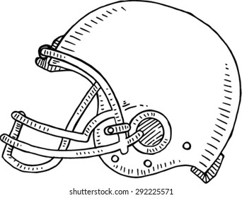 Doodle Of American Football Helmet, Vector Illustration