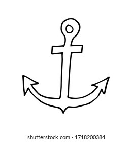 Doodle anchor. hand drawn of a anchor isolated on a white background. Vector illustration sticker, icon, design element