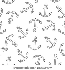 Doodle anchor seamless pattern. hand drawn background. Vector illustration