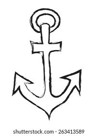 doodle anchor, vector illustration