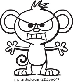 Doodle Angry Monkey Cartoon Character Illustration