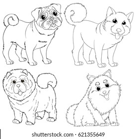 Doodle animal characters for dogs illustration