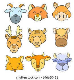 Doodle of animal colorful style vector illustration