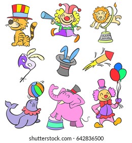 Doodle animal and element circus