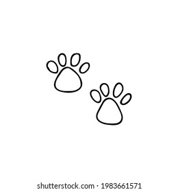 Doodle animal footprints. Isolated on white background drawing for prints, poster, cute stationery, travel design. Hand-drawn vector. Camping