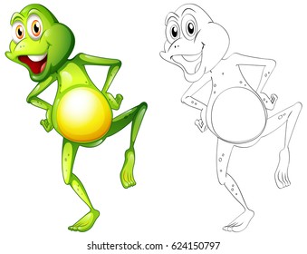 Doodle animal for happy frog illustration