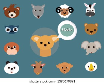 Doodle of animal head funny colorful vector art