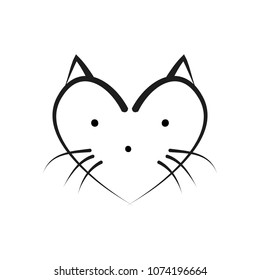 Doodle animal heart on white background, simple black lines and circles