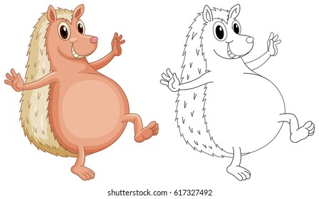 Doodle animal for hedgehog illustration