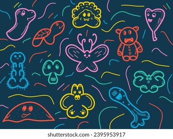 doodle animal icon abstract pattern