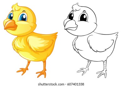 Doodle animal for little chick illustration