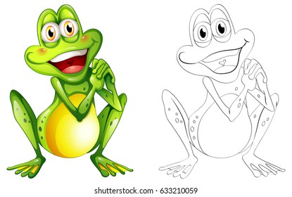 Doodle animal for little frog illustration