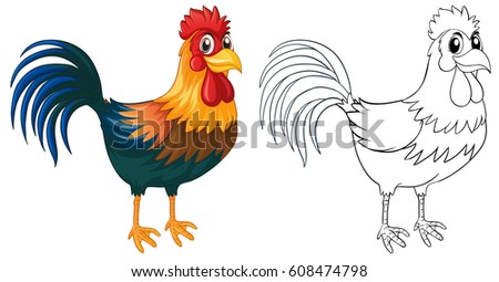 Doodle animal for rooster illustration