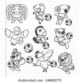 doodle animal soccer player element