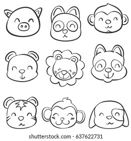 Vector Art Cute Animal Doodle Style Stock Vector (Royalty Free ...