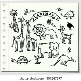 Doodle animal, vector illustration