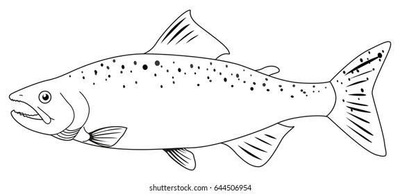 Doodle animal for wild salmon illustration