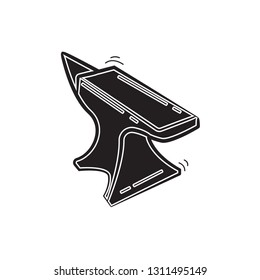 doodle anvil icon flat black