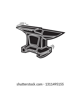 doodle anvil icon flat black