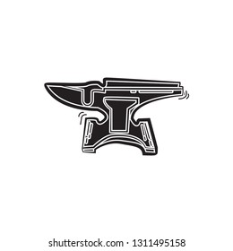 doodle anvil icon flat black
