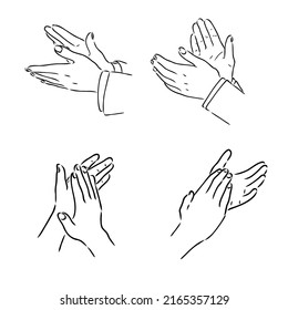 Doodle applause. Happy people drawn hands, high five illustration, sketch draw of clapping hands. Vector agreement and success concept on white