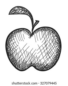 doodle apple, art  vector illustration