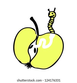 Doodle apple bug doodle vector easy illustration over white