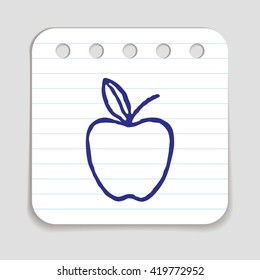 Doodle Apple Icon. Infographic Symbol Hand Drawn With Pen. Scribble Style Graphic Design Element. Web Button. Medical Symbol On A Notepad Page With Lines.