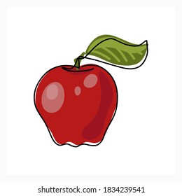 Doodle apple icon isolated on white. Outline fruit, kids hand drawing apple. Sketch vector stock illustration. EPS 10