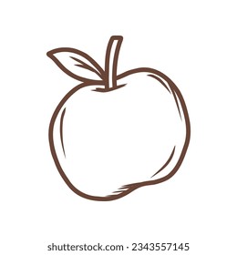 Ilustración de manzana Doodle. Icono de color dibujado a mano del vector de otoño
