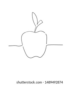doodle apple illustration with single line style vector