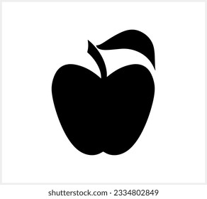 Doodle Apfel mit Blatt einzeln. Essen Sie Obst. Handgezeichnete Kunst. Stift-Clip-Kunst. Vektorgrafik. EPS10