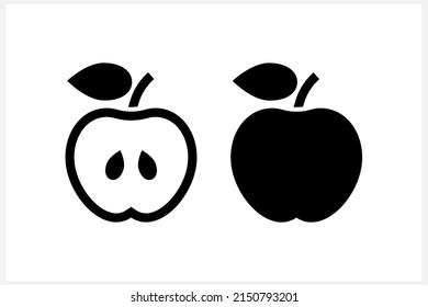 Doodle apple with leaf isolated. Stencil fruit. Nature food. Vector stock illustration. EPS 10