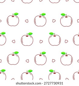 Doodle manzana sin patrón de fondo. Dibujado a mano patrón de manzana fría. Doodle de fruta de manzana sin patrón. Fondo de patrón de manzana Doodle.