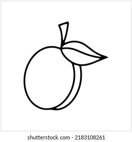 Doodle apricot or peach icon isolated. Sketch fruit art line. Coloring vector stock illustration. EPS 10