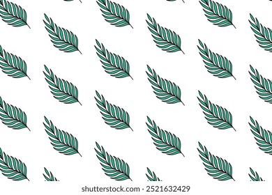 doodle areca palm leaves pattern background.  green areca palm leaves vector pattern background. green areca palm leaf seamless pattern. seamless patterns with green leaves of areca palm.