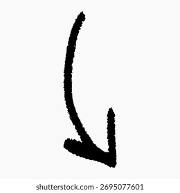 Línea de tiza de flecha de Doodle, trazo de carbón con textura dibujada a mano, efecto de subrayado de lápiz, tira de crayón para niños con sombreado de estilo de boceto, grano arenoso sutil y borde áspero.