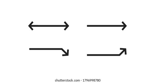 Doodle arrow, design icon set. Curve line concept in vector flat style.