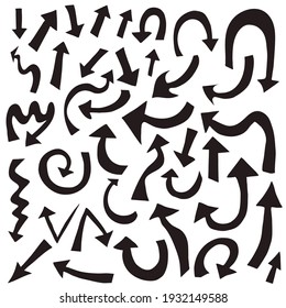 doodle arrow from free hand drawing vector set on white background