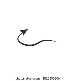 Doodle arrow icon. Black handmade curve arrow vector illustration. Isolated on white.