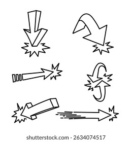 doodle arrow icon hit target impact cartoon