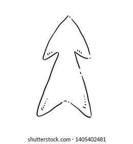 Doodle arrow icon pointing up - black and white
