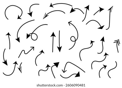 Doodle arrow. Arrow icon vector, doodle arrow vector icon on white background. Design element vector illustration.